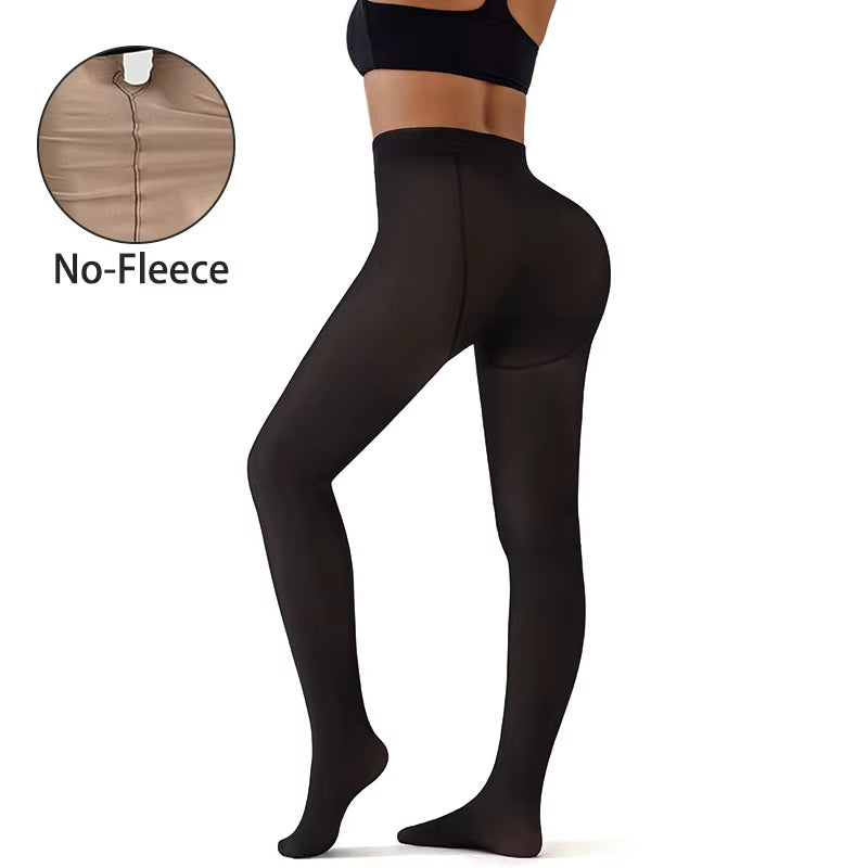 Women Fleece Lined Leggings Winter Thermal Sheer Tights Feeted Pantyhose Fake Translucent Thick Warm Booty Lifting Leggings New