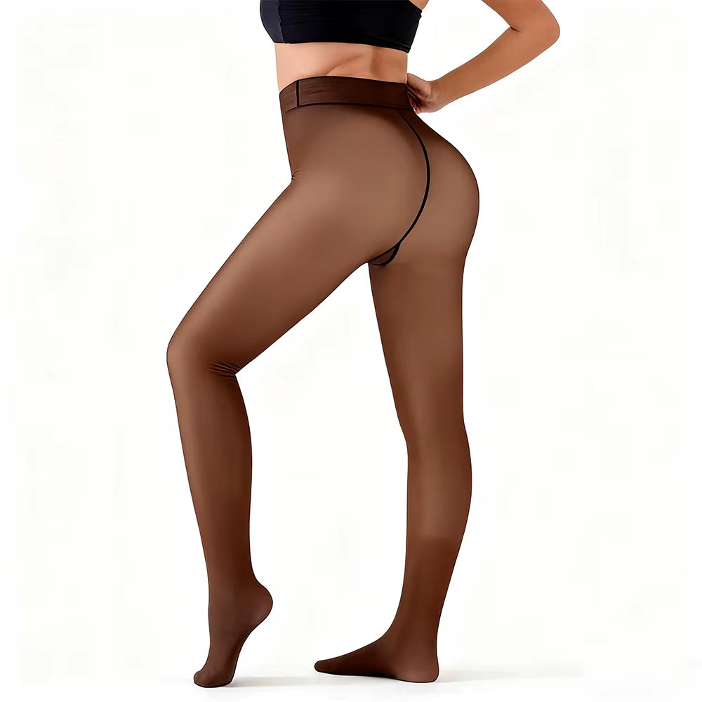 Women Fleece Lined Leggings Winter Thermal Sheer Tights Feeted Pantyhose Fake Translucent Thick Warm Booty Lifting Leggings New