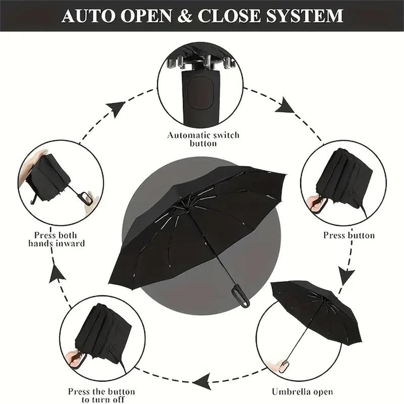 20 Bones Windproof Strong 105CM Reinforced Automatic Folding Umbrella for Men, Large Buckle Handle Wind and Water Resistant