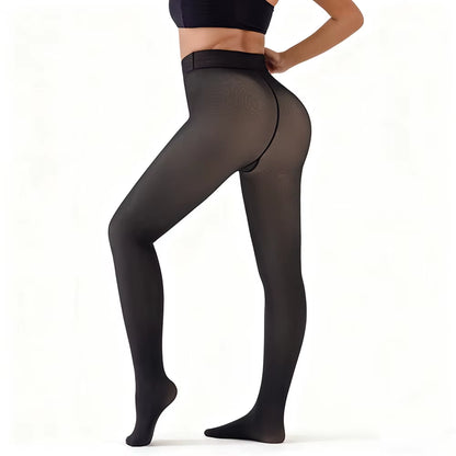 Women Fleece Lined Leggings Winter Thermal Sheer Tights Feeted Pantyhose Fake Translucent Thick Warm Booty Lifting Leggings New