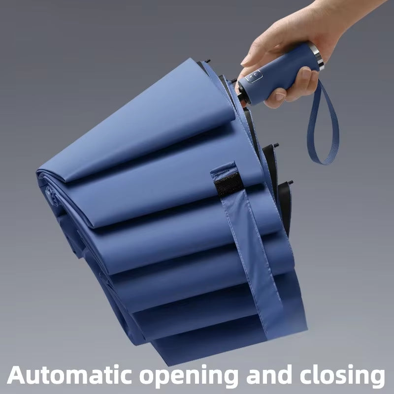 125CM Large Automatic Folding Umbrella, Windproof Strong, Sun UV UPF50+ Protection Rain Umbrellas for Man and Women
