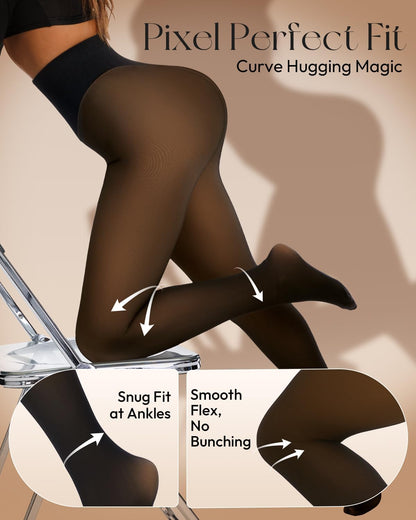 Fleece Lined Tights Leggings Women High Waist Thermal Tights
